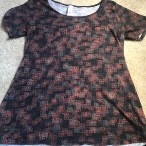 Lularoe Classic T black with orange and grey